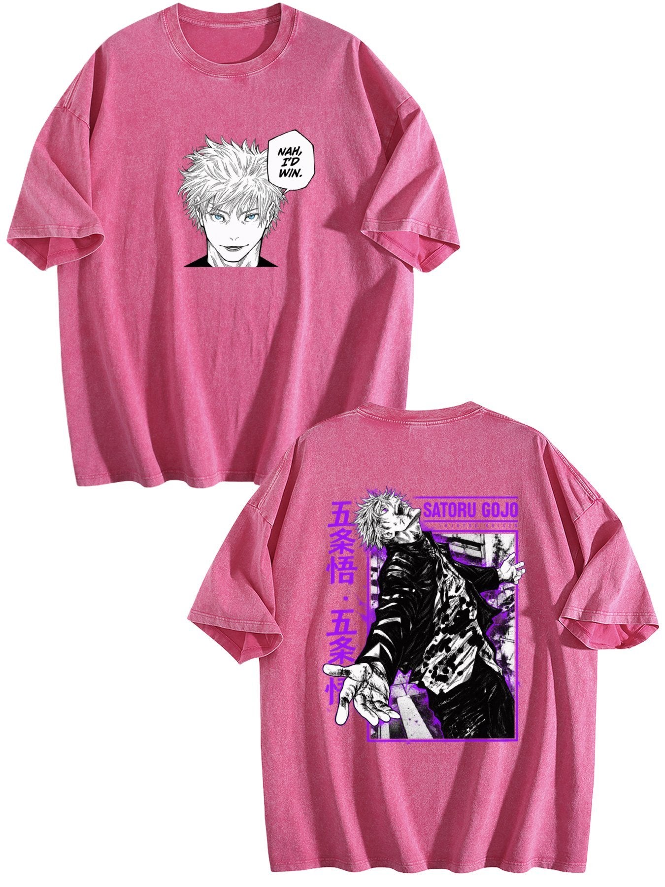 Jujutsu Kaisen Gojo Satoru Printed Vintage Washed Short‑Sleeve T‑Shirt
