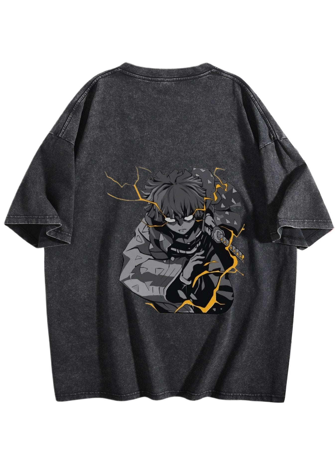 Demon Slayer Zenitsu Vintage‑Washed Double‑Sided Anime T‑Shirt