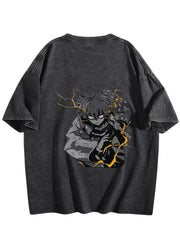Demon Slayer Zenitsu Vintage‑Washed Double‑Sided Anime T‑Shirt