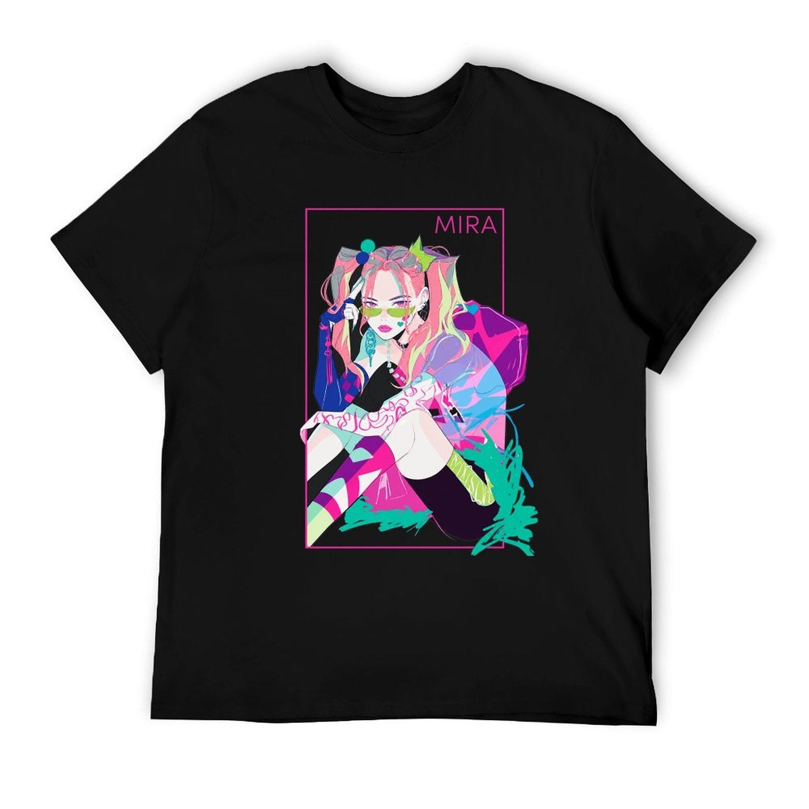 Kpop Demon Hunters Mira Vaporwave Framed Portrait Graphic Men Tee