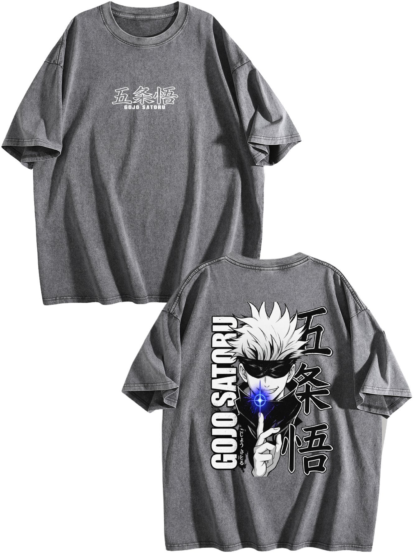 Jujutsu Kaisen Gojo Satoru Double‑Sided Print Vintage Washed T‑Shirt