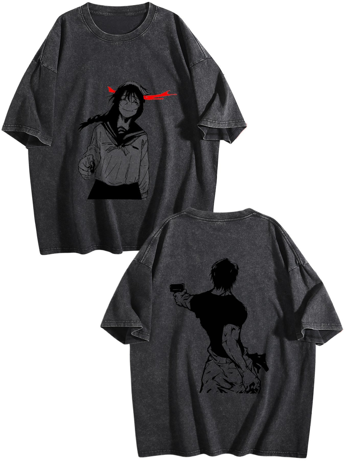 Jujutsu Kaisen Double‑Sided Print Vintage Washed Anime T‑Shirt