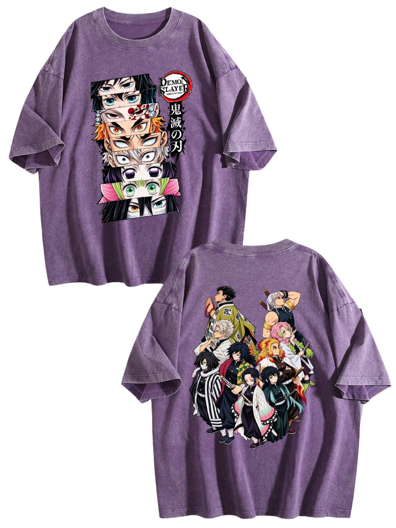 Demon Slayer Hashira Collection Double‑Sided Print Vintage Washed T‑Shirt