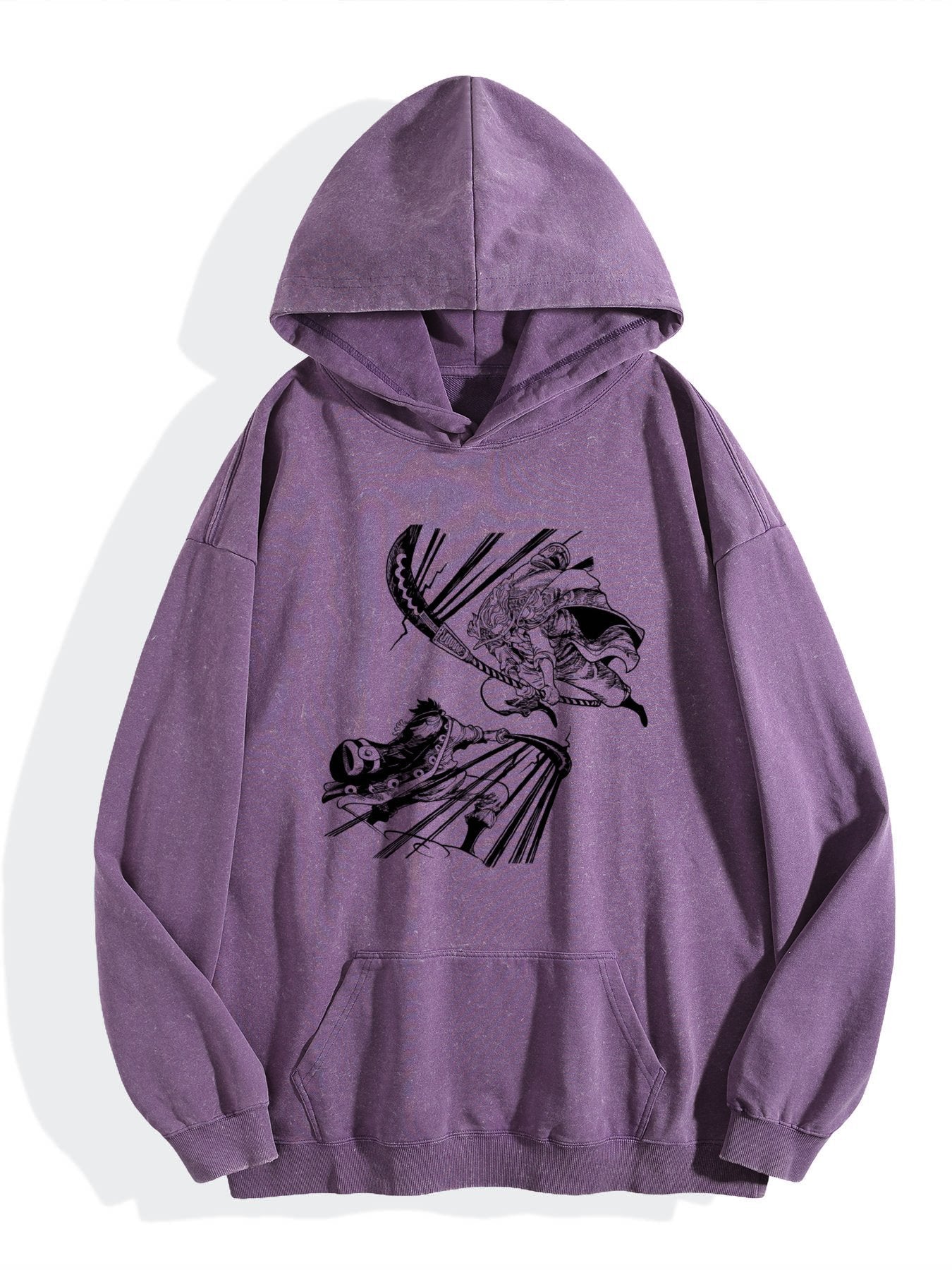 One Piece Anime Graphic Vintage Wash Oversized Hoodie