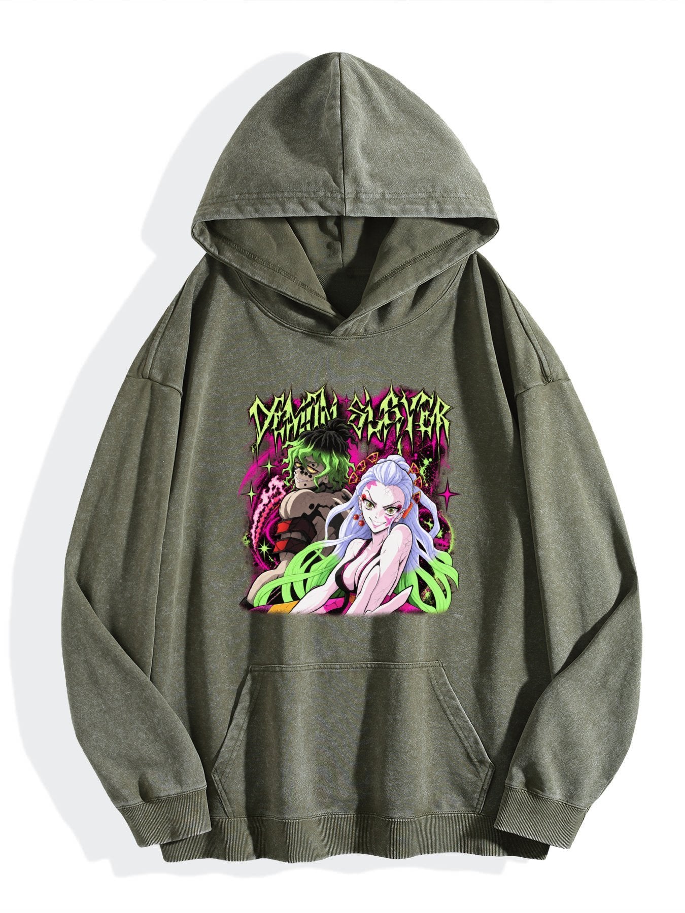 Demon Slayer Daki Gyutaro Vintage Wash Oversized Hoodie