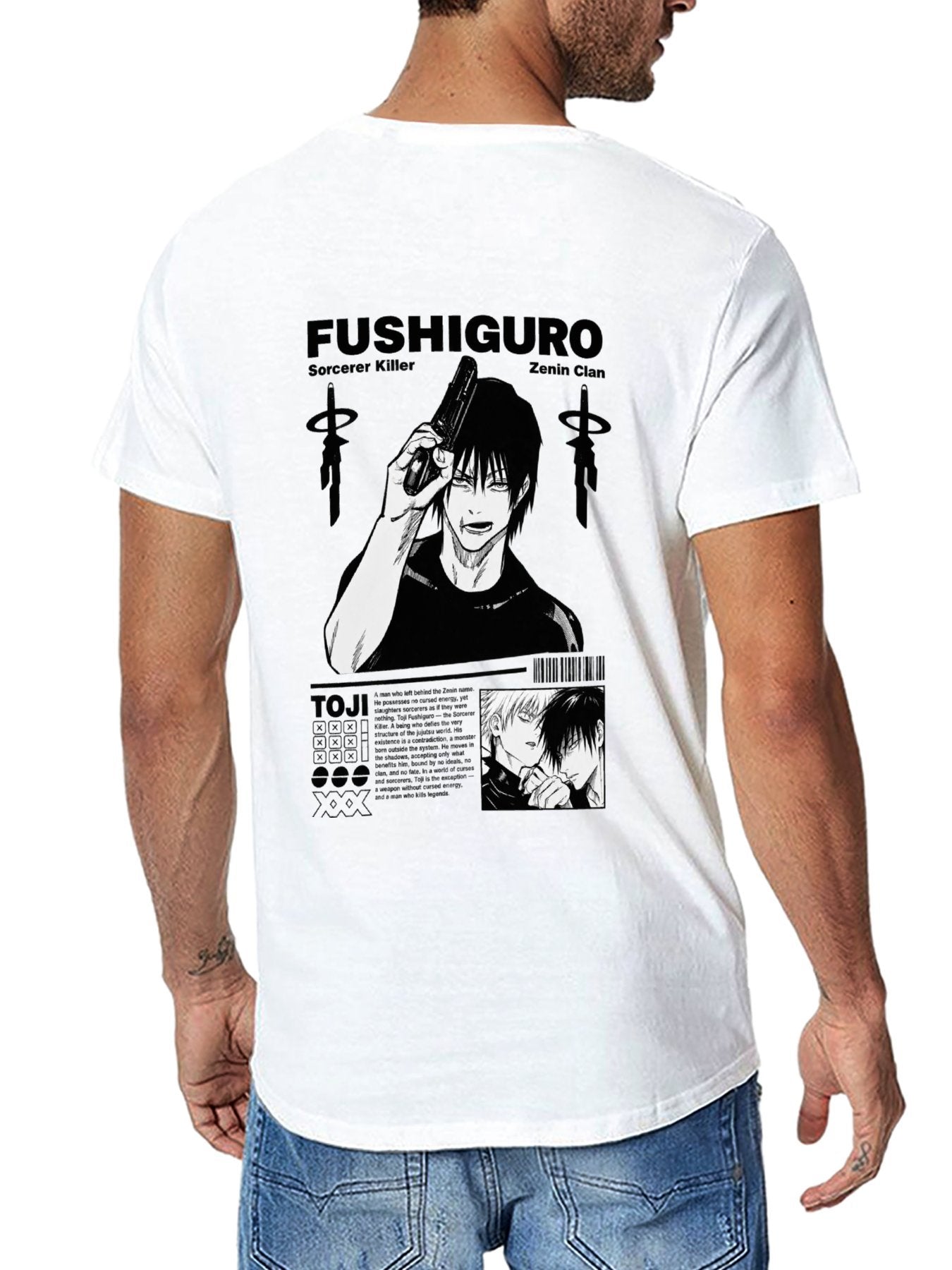 Jujutsu Kaisen Double‑Sided Black‑White Graphic Anime T‑Shirt