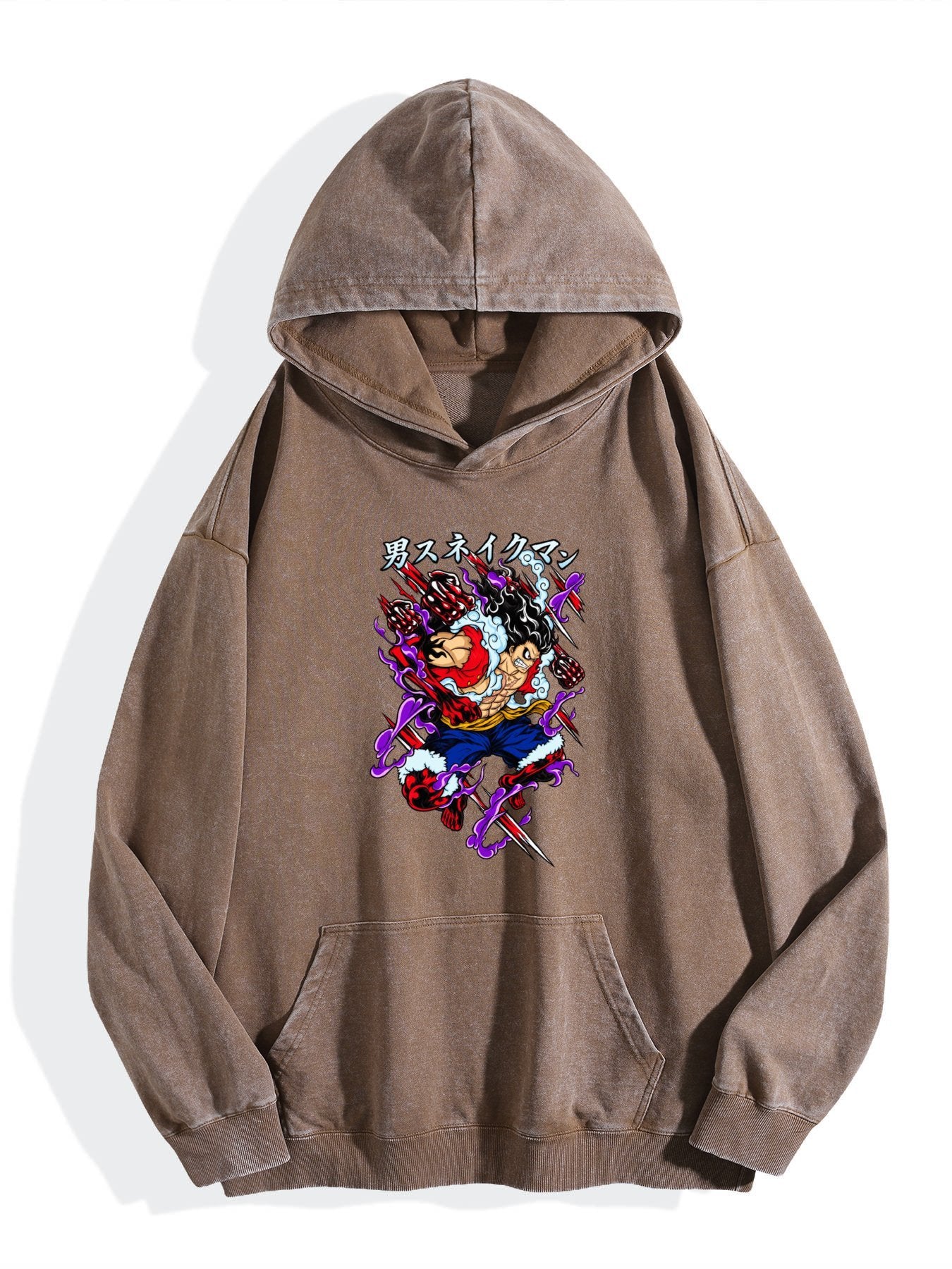 One Piece Luffy Gear 4 Surge Effect Vintage Wash Oversized Hoodie