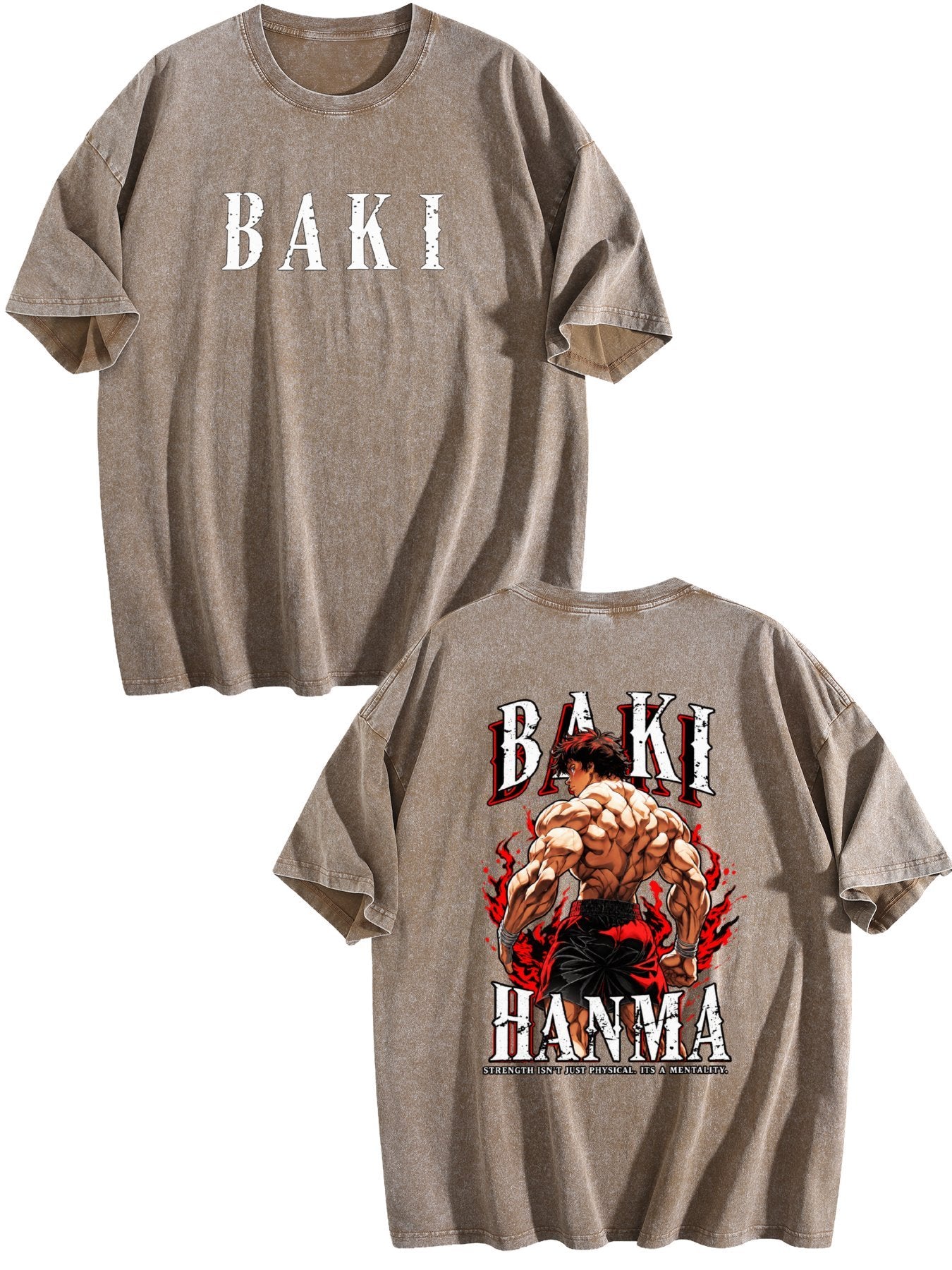 Baki Hanma Double‑Sided Print Vintage Washed T‑Shirt