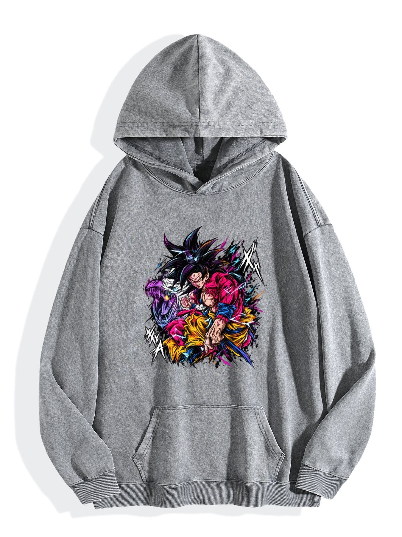 Dragon Ball Goku Color Burst Vintage Wash Oversized Hoodie