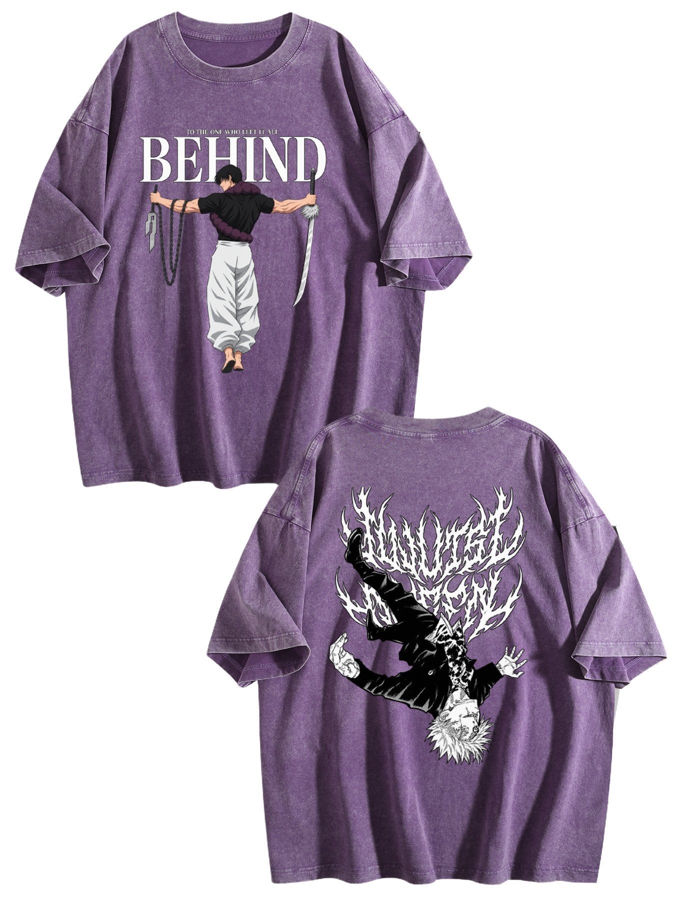 Jujutsu Kaisen Printed Vintage Washed Short‑Sleeve T‑Shirt