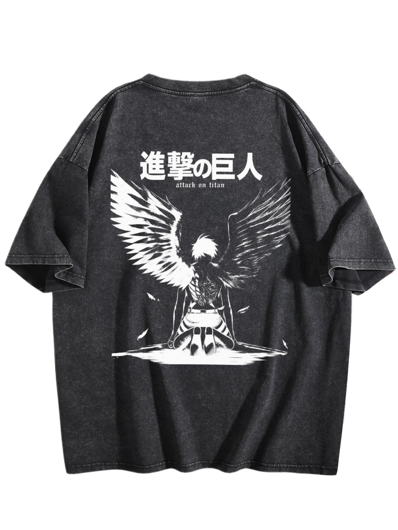 Attack On Titan Freedom Eagle Vintage‑Washed Double‑Sided Anime T‑Shirt