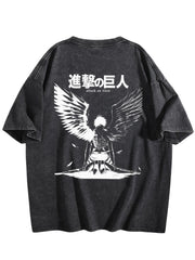 Attack On Titan Freedom Eagle Vintage‑Washed Double‑Sided Anime T‑Shirt