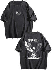 Attack On Titan Freedom Eagle Vintage‑Washed Double‑Sided Anime T‑Shirt