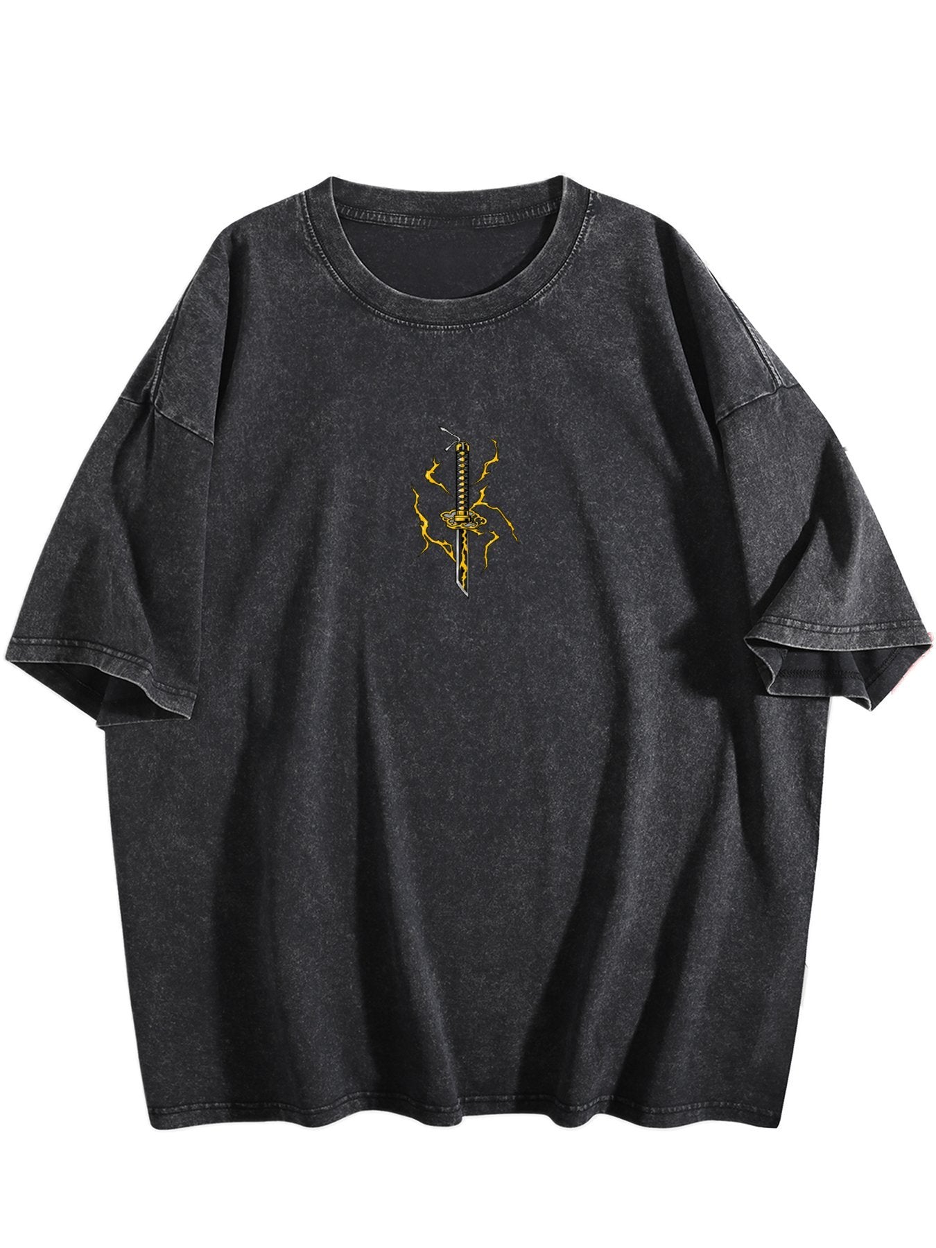 Demon Slayer Zenitsu Vintage‑Washed Double‑Sided Anime T‑Shirt