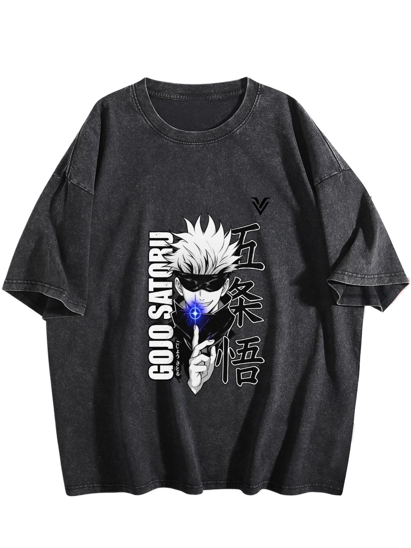 Jujutsu Kaisen Gojo Satoru Printed Vintage Washed Short‑Sleeve T‑Shirt