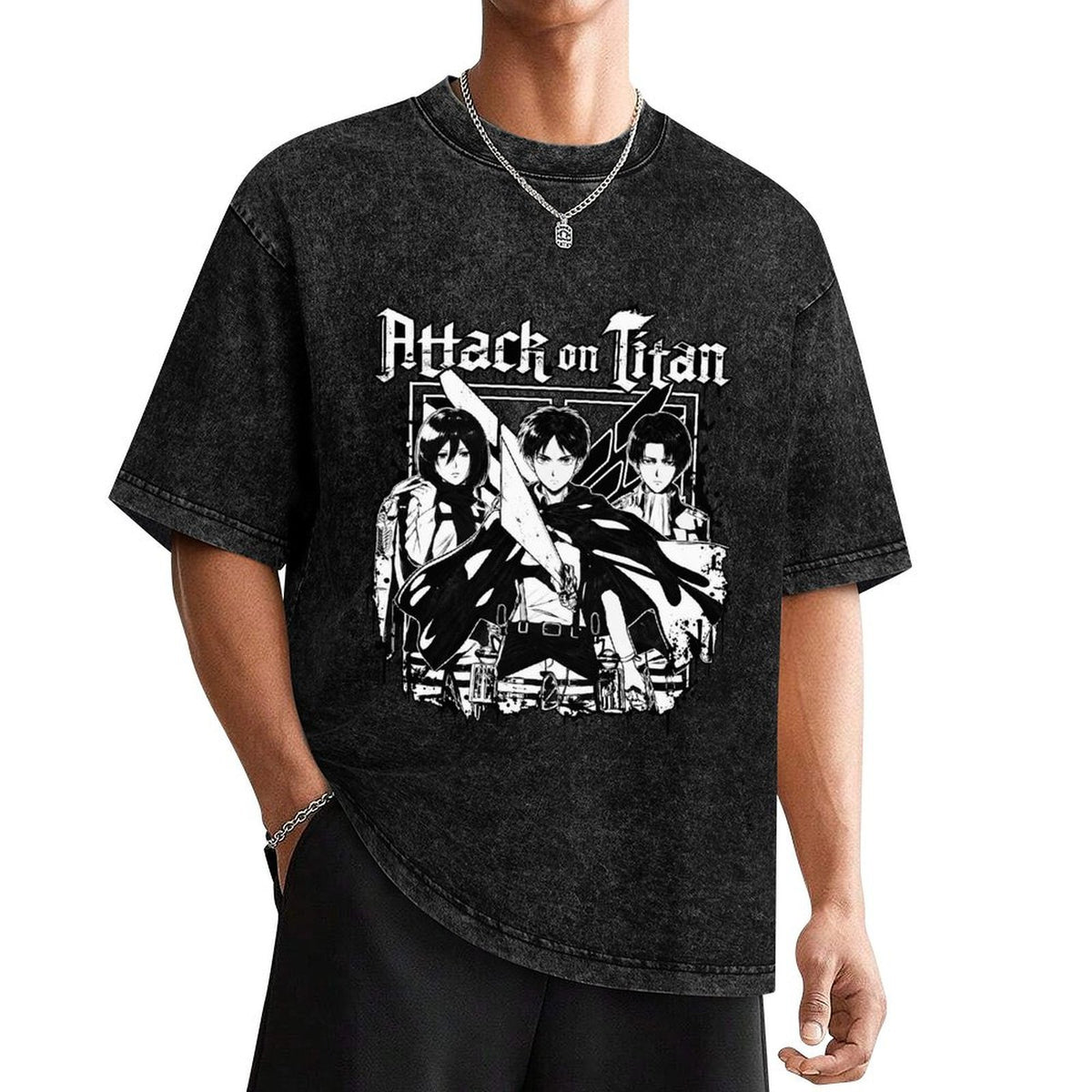 Attack On Titan Main Cast Vintage Oversized Unisex Tee