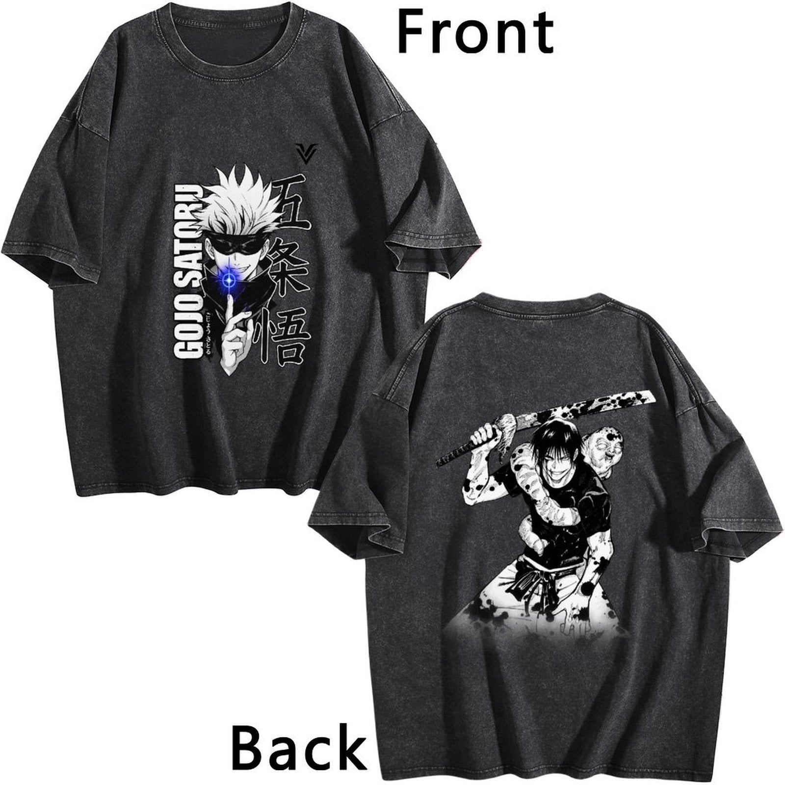 Jujutsu Kaisen Gojo Satoru Printed Vintage Washed Short‑Sleeve T‑Shirt