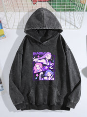 Pop Demon Hunters Multi‑Character Purple Vintage Wash Hoodie