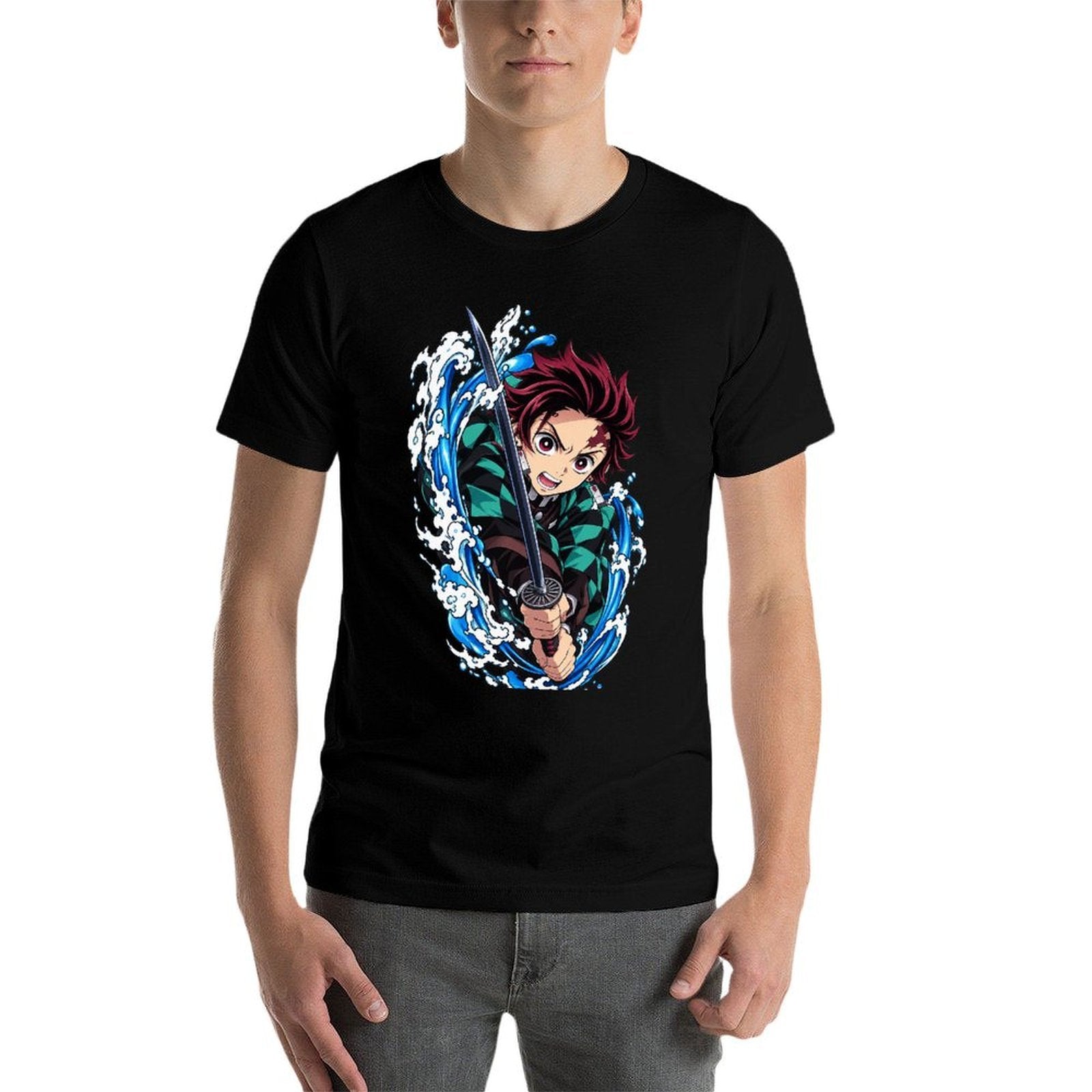 Demon Slayer Tanjiro Water Breathing Effect Graphic Men Tee