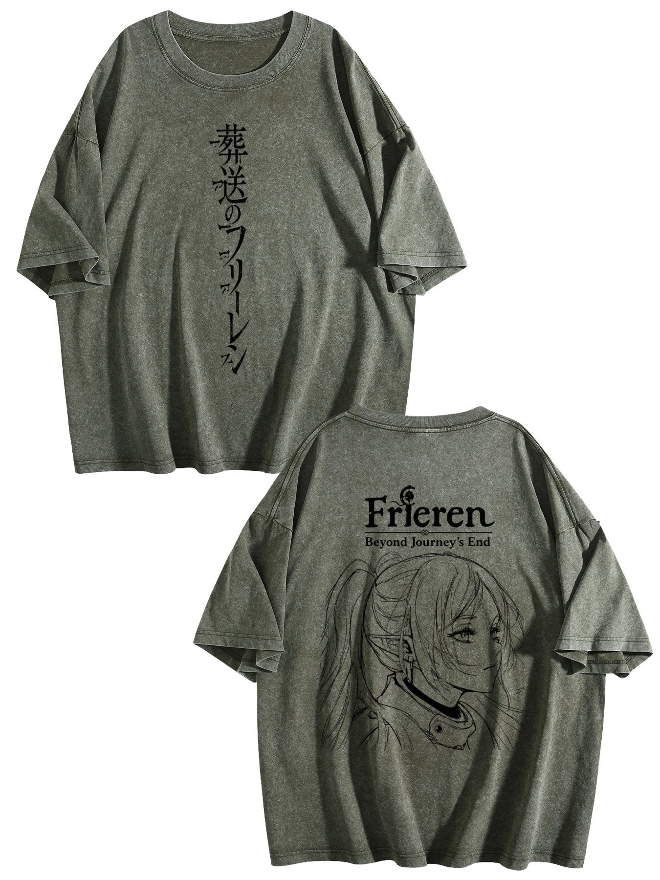 Frieren Beyond Journey's End Double‑Sided Vintage Washed Anime T‑Shirt
