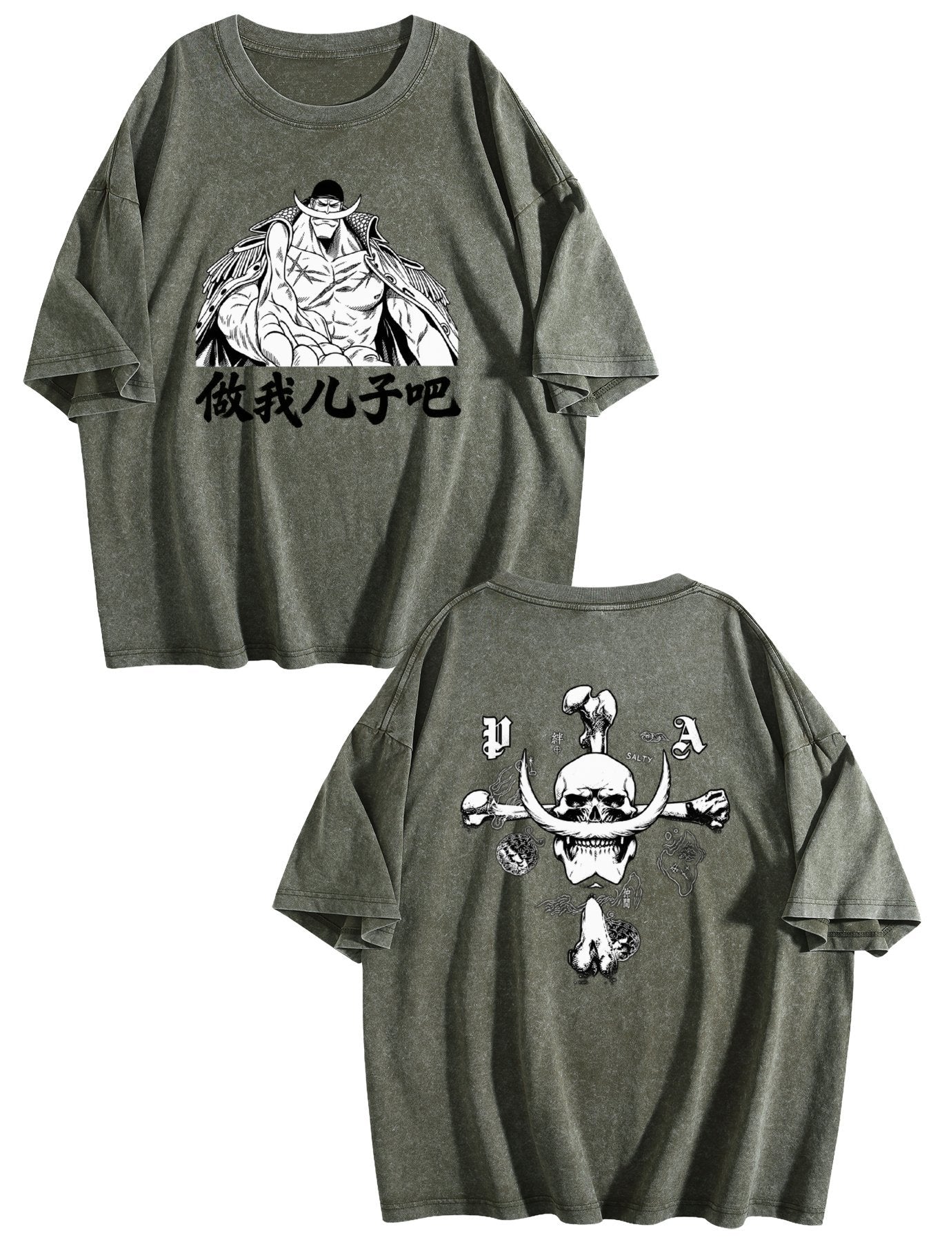 One Piece Whitebeard Printed Washed Short‑Sleeve T‑Shirt