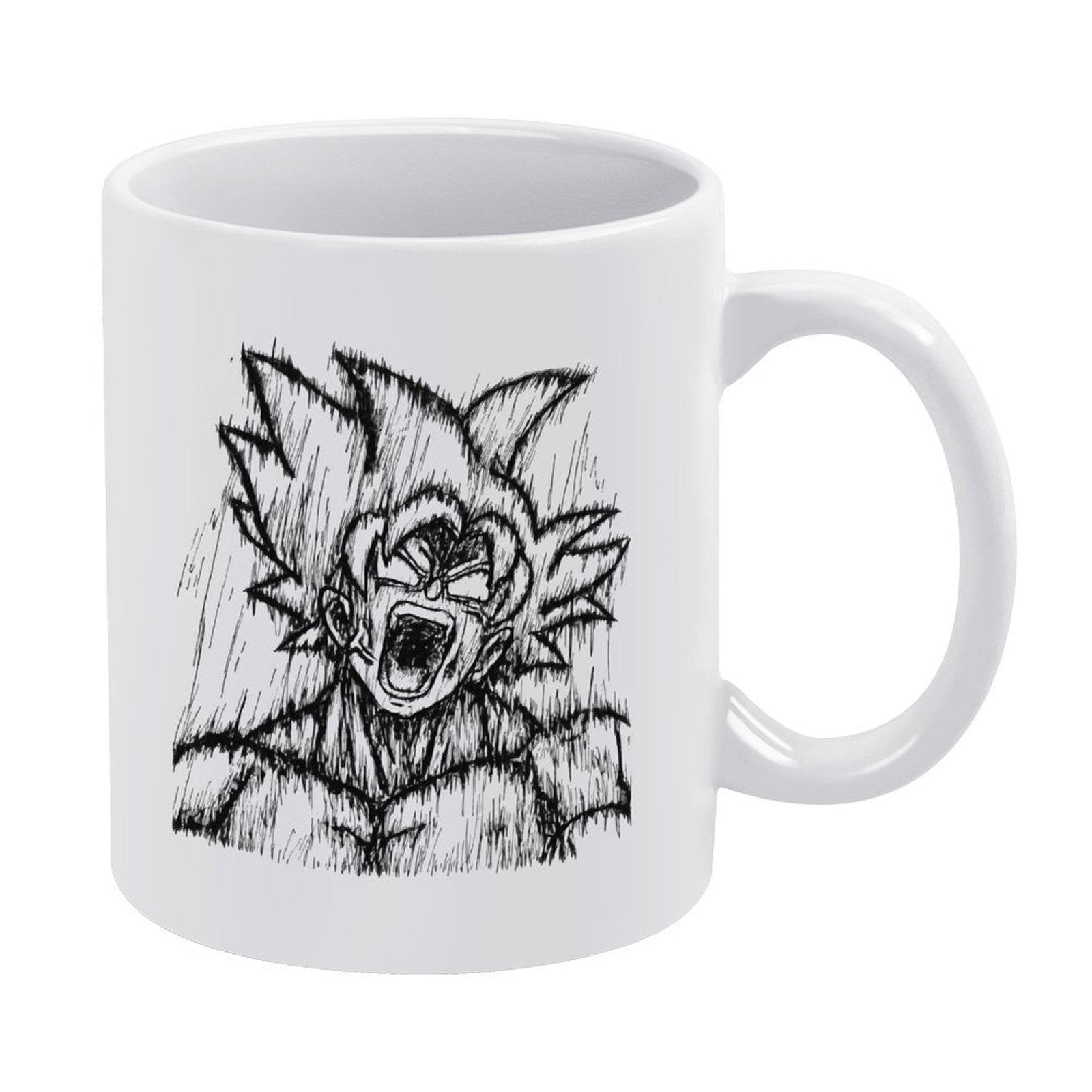 Dragon Ball Goku Rough Sketch Roaring Graphic Ceramic Coffee Mug