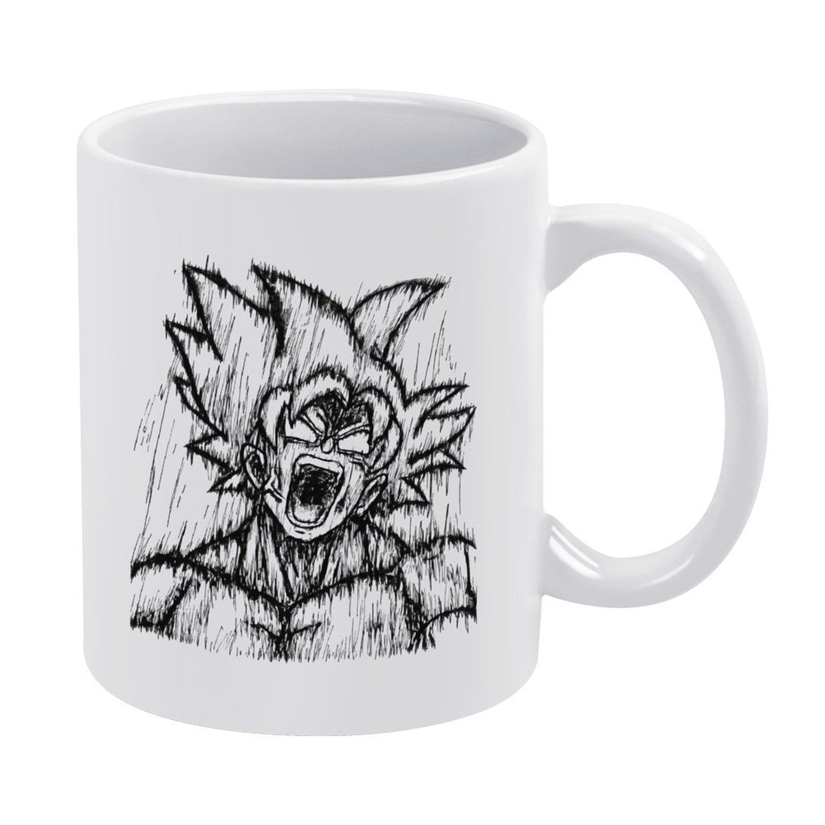 Dragon Ball Goku Rough Sketch Roaring Graphic Ceramic Coffee Mug