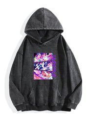 Pop Team Epic Color Psychedelic Square Vintage Wash Oversized Hoodie