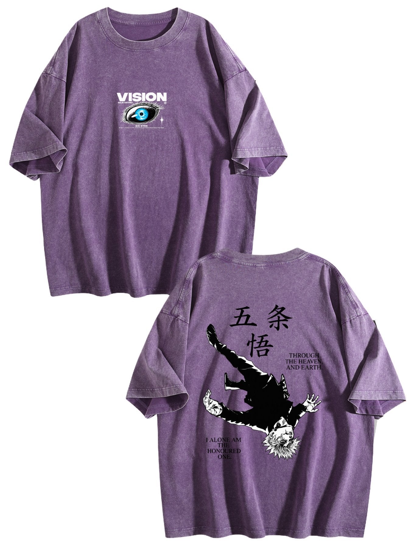 Jujutsu Kaisen Gojo Satoru Double‑Sided Print Vintage Washed Anime T‑Shirt