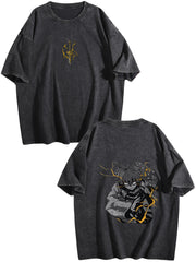 Demon Slayer Zenitsu Vintage‑Washed Double‑Sided Anime T‑Shirt