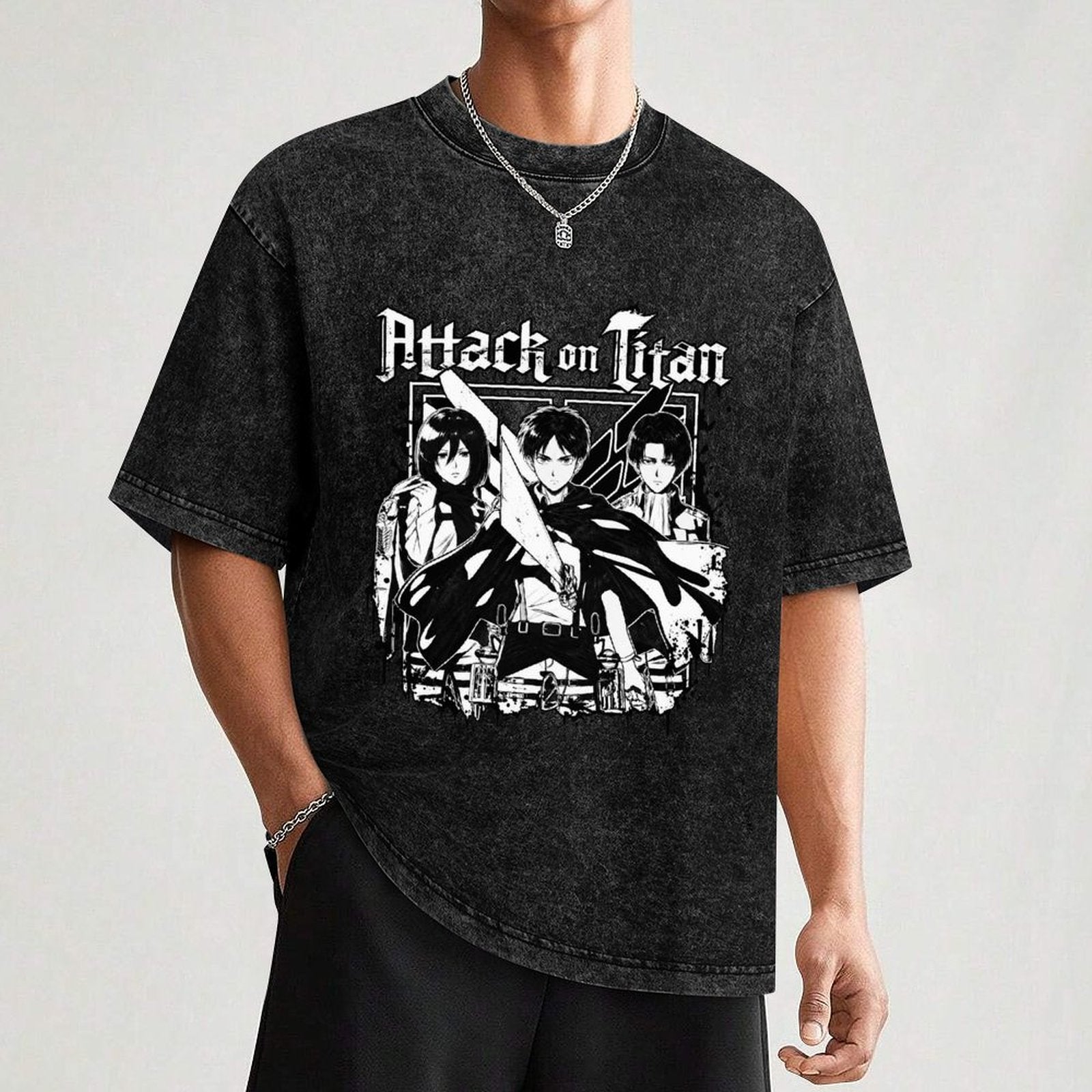 Attack On Titan Main Cast Vintage Oversized Unisex Tee