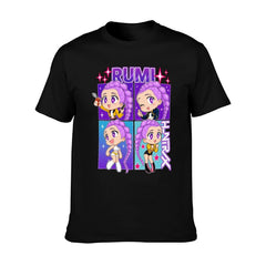 K‑Pop Demon Hunters Rumi Chibi 4‑Scene Street‑Wear Graphic T‑Shirt