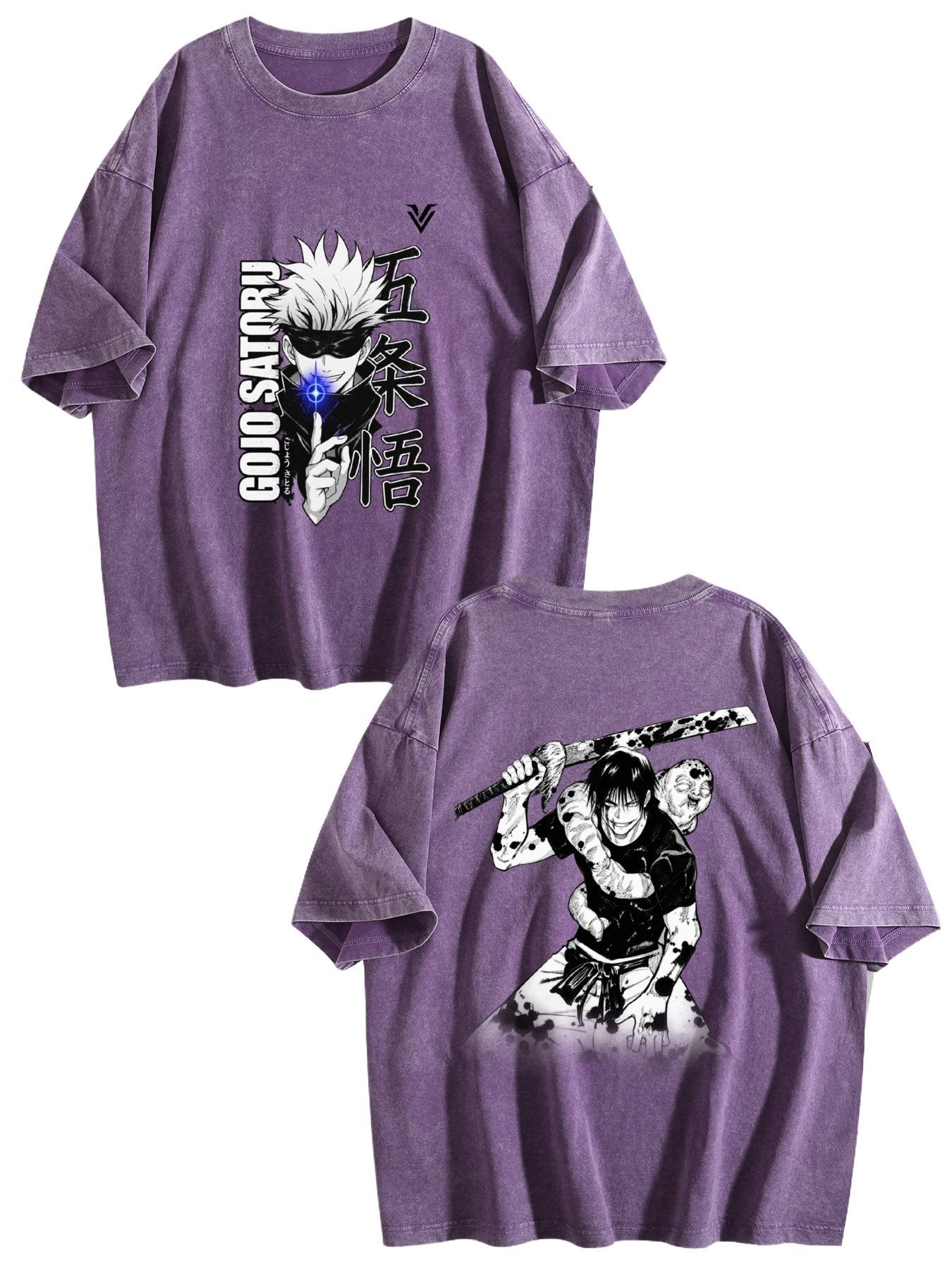 Jujutsu Kaisen Gojo Satoru Printed Vintage Washed Short‑Sleeve T‑Shirt