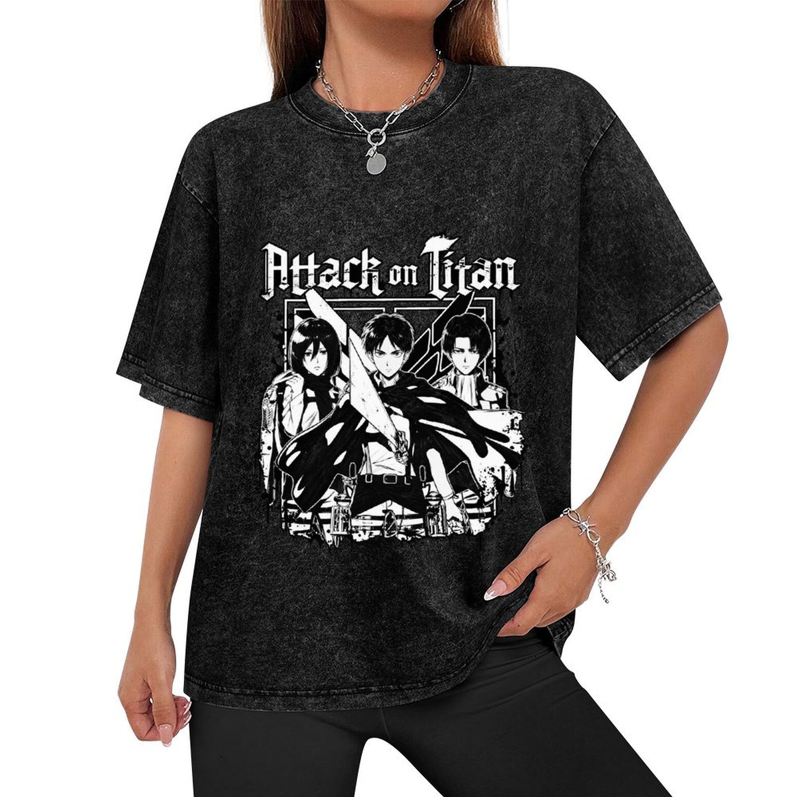 Attack On Titan Main Cast Vintage Oversized Unisex Tee