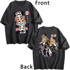 Demon Slayer Hashira Collection Double‑Sided Print Vintage Washed T‑Shirt