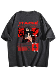 Naruto Itachi Uchiha Double‑Sided Vintage Washed Anime T‑Shirt