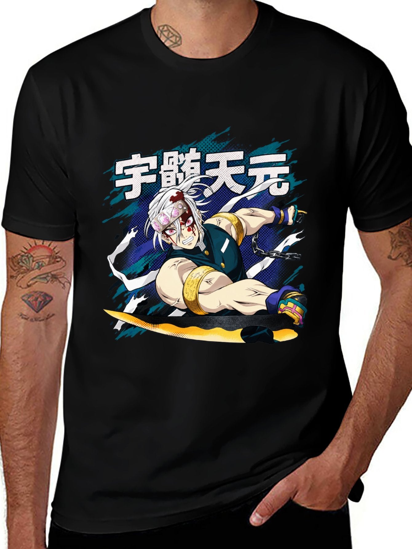 Demon Slayer Tengen Uzui Battle Pose Graphic Men Tee