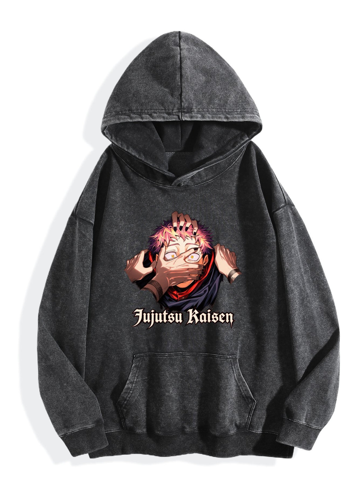 Jujutsu Kaisen Yuji Itadori Portrait Vintage Wash Oversized Hoodie