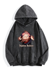 Jujutsu Kaisen Yuji Itadori Portrait Vintage Wash Oversized Hoodie