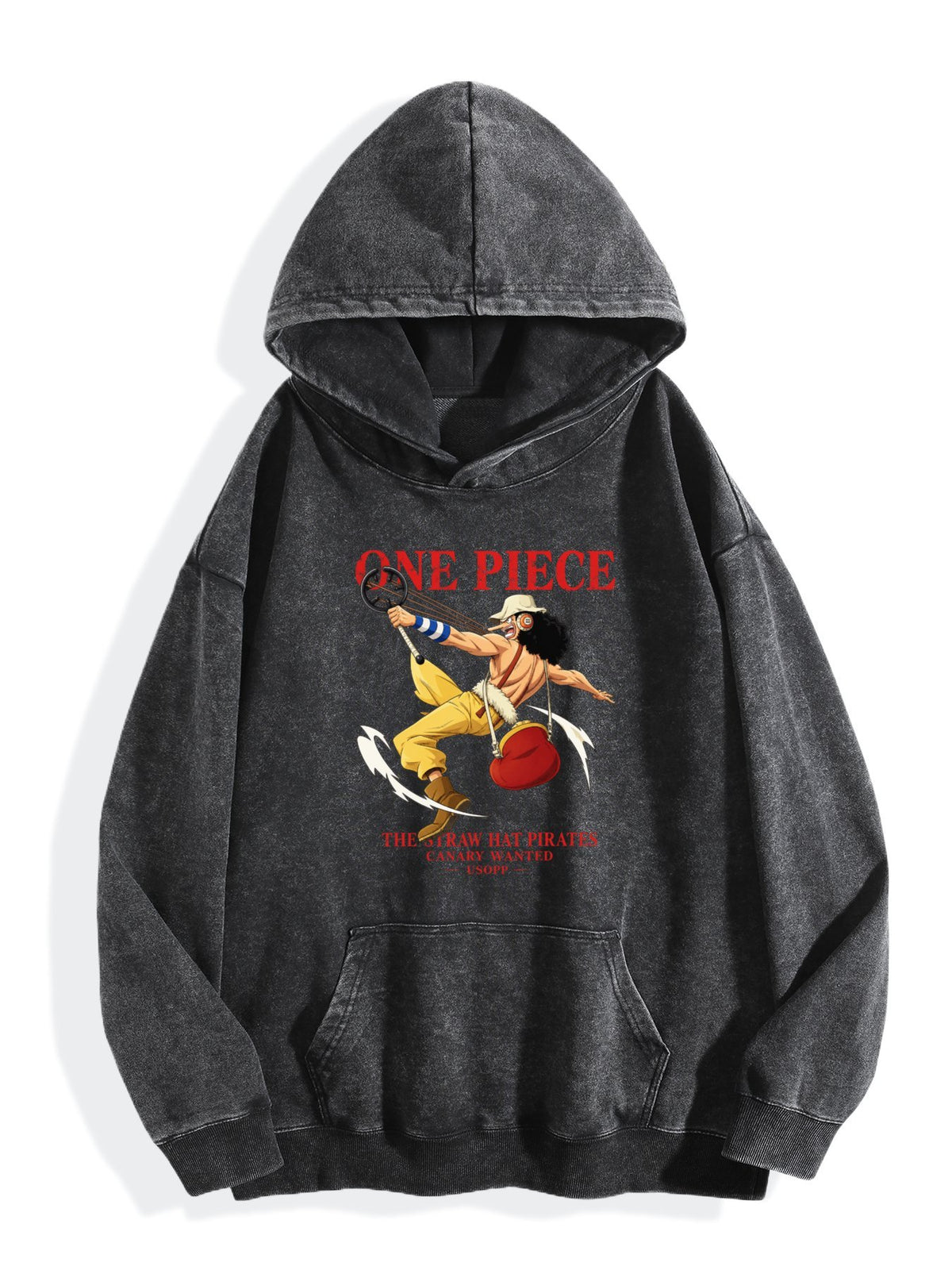 One Piece Usopp Action Pose Vintage Wash Oversized Hoodie