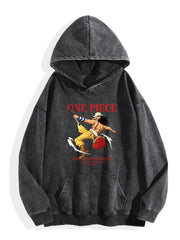 One Piece Usopp Action Pose Vintage Wash Oversized Hoodie
