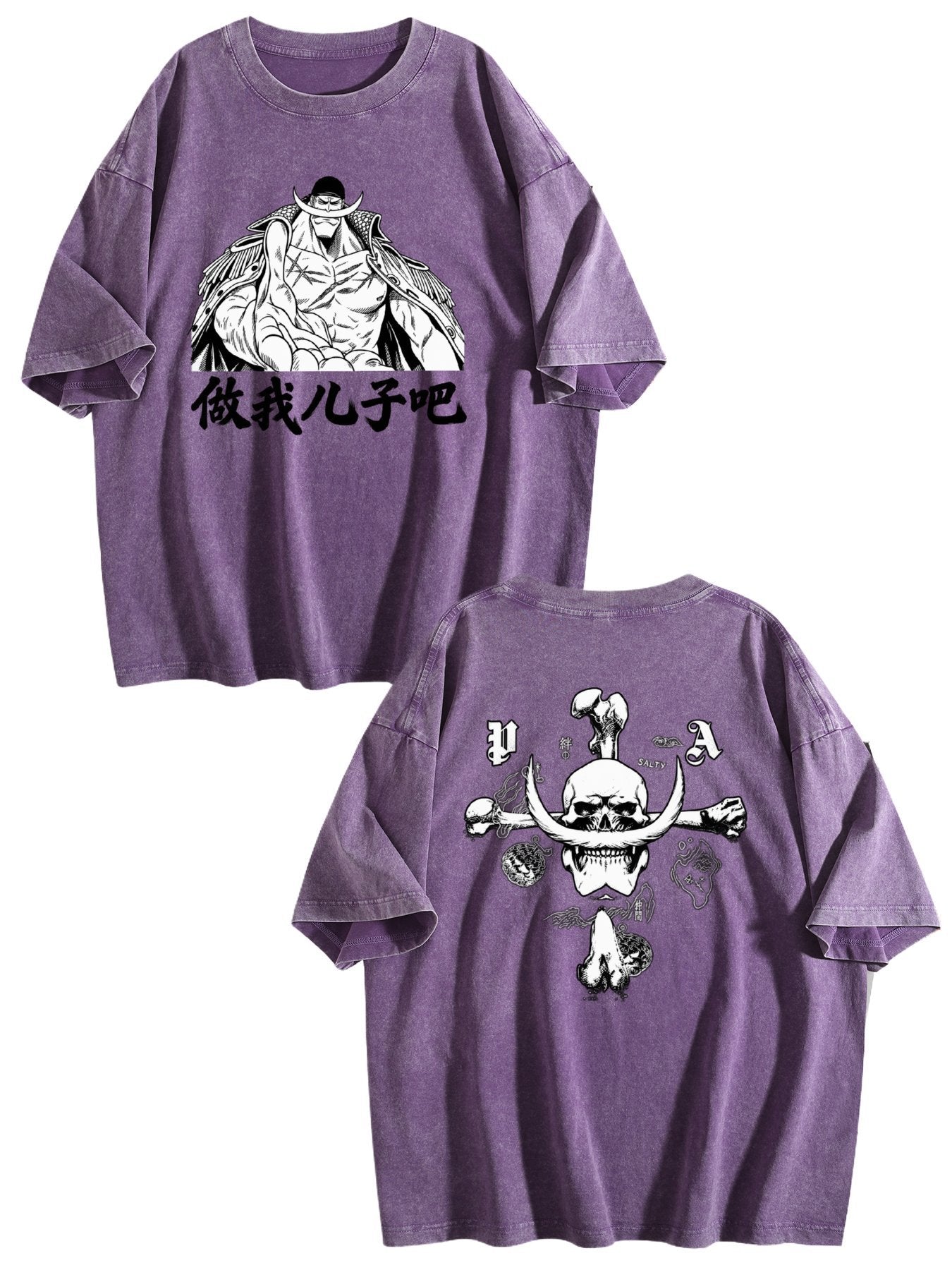 One Piece Whitebeard Printed Washed Short‑Sleeve T‑Shirt