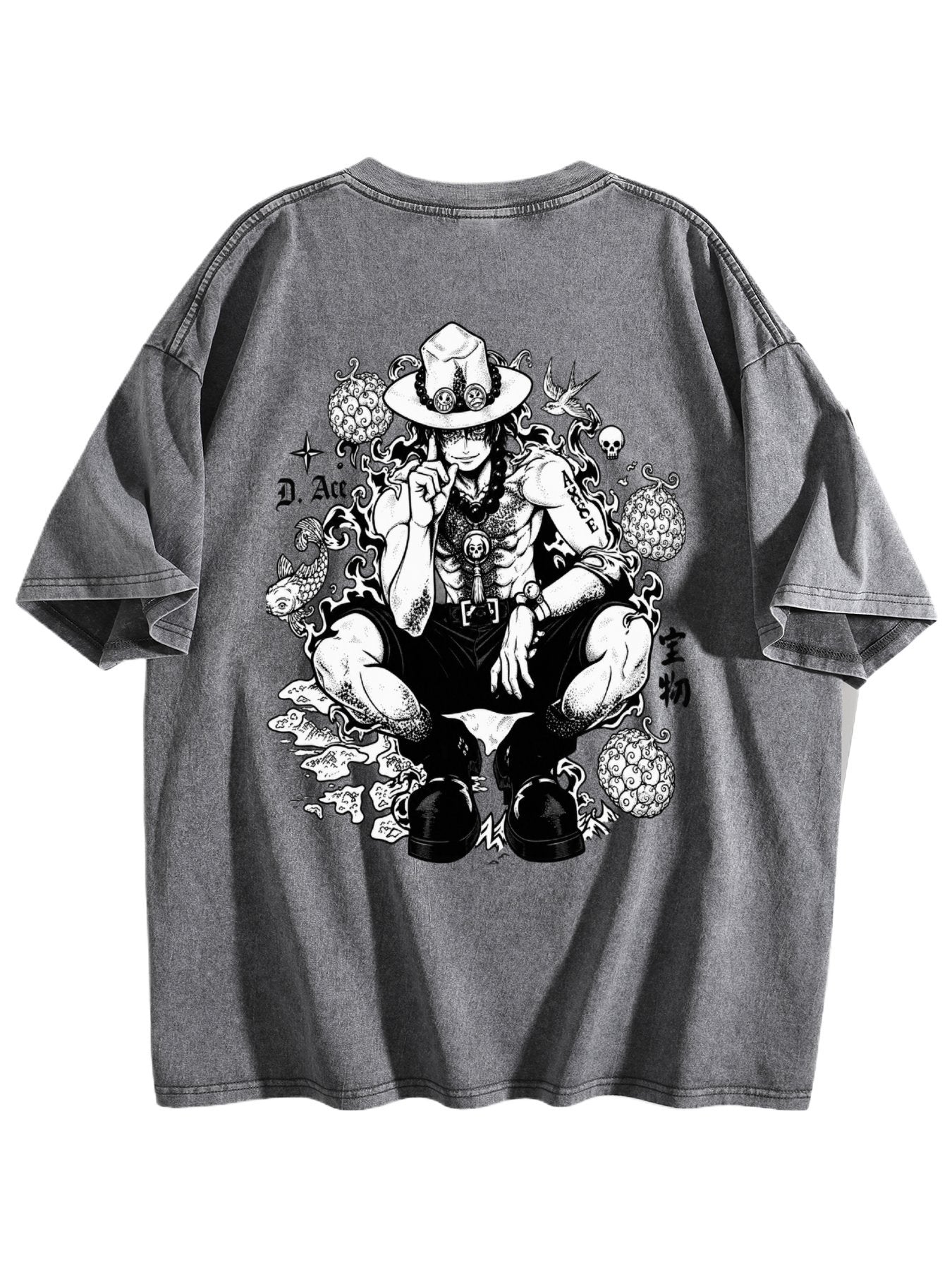 One Piece Double‑Sided Print Vintage Washed Anime T‑Shirt