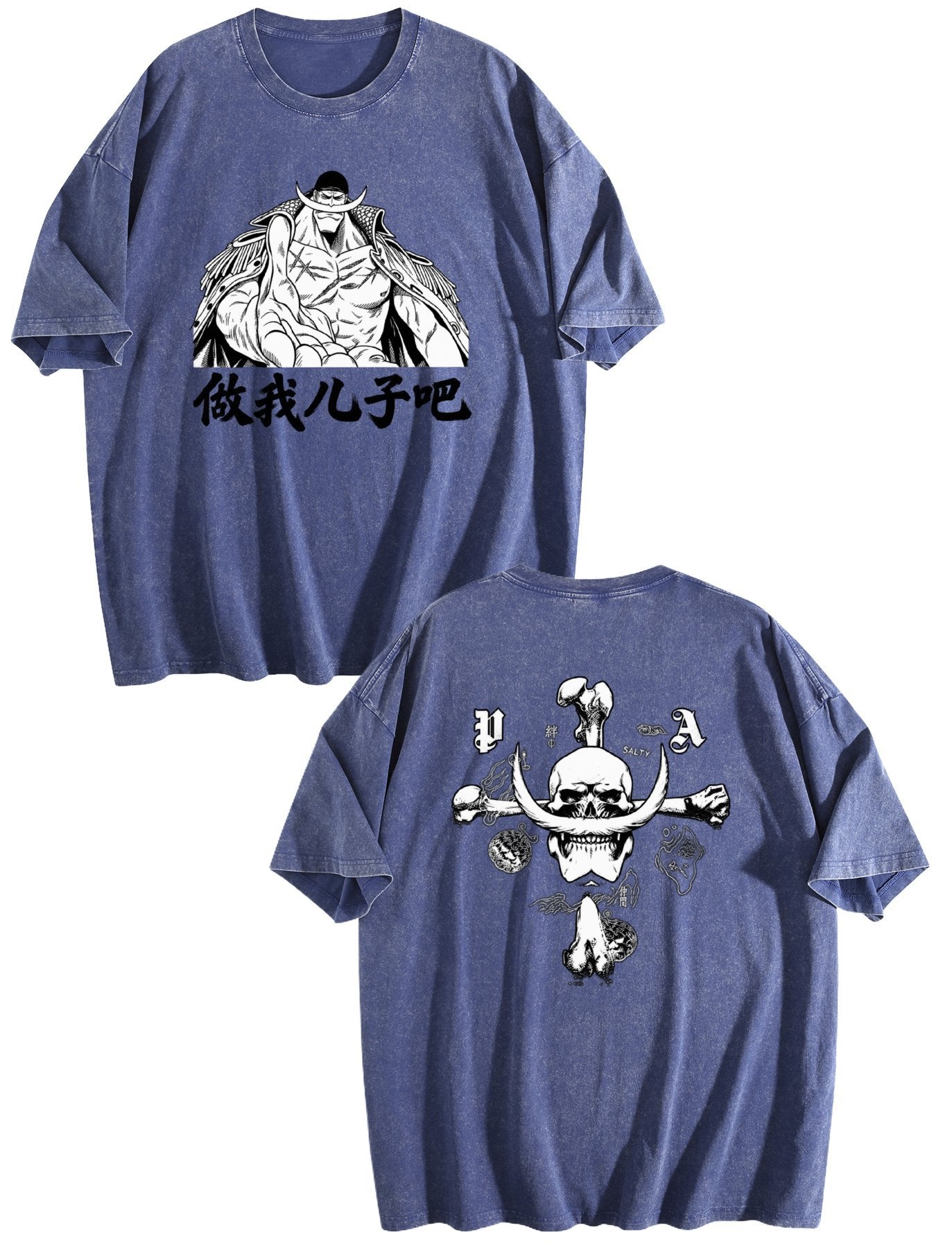 One Piece Whitebeard Printed Washed Short‑Sleeve T‑Shirt