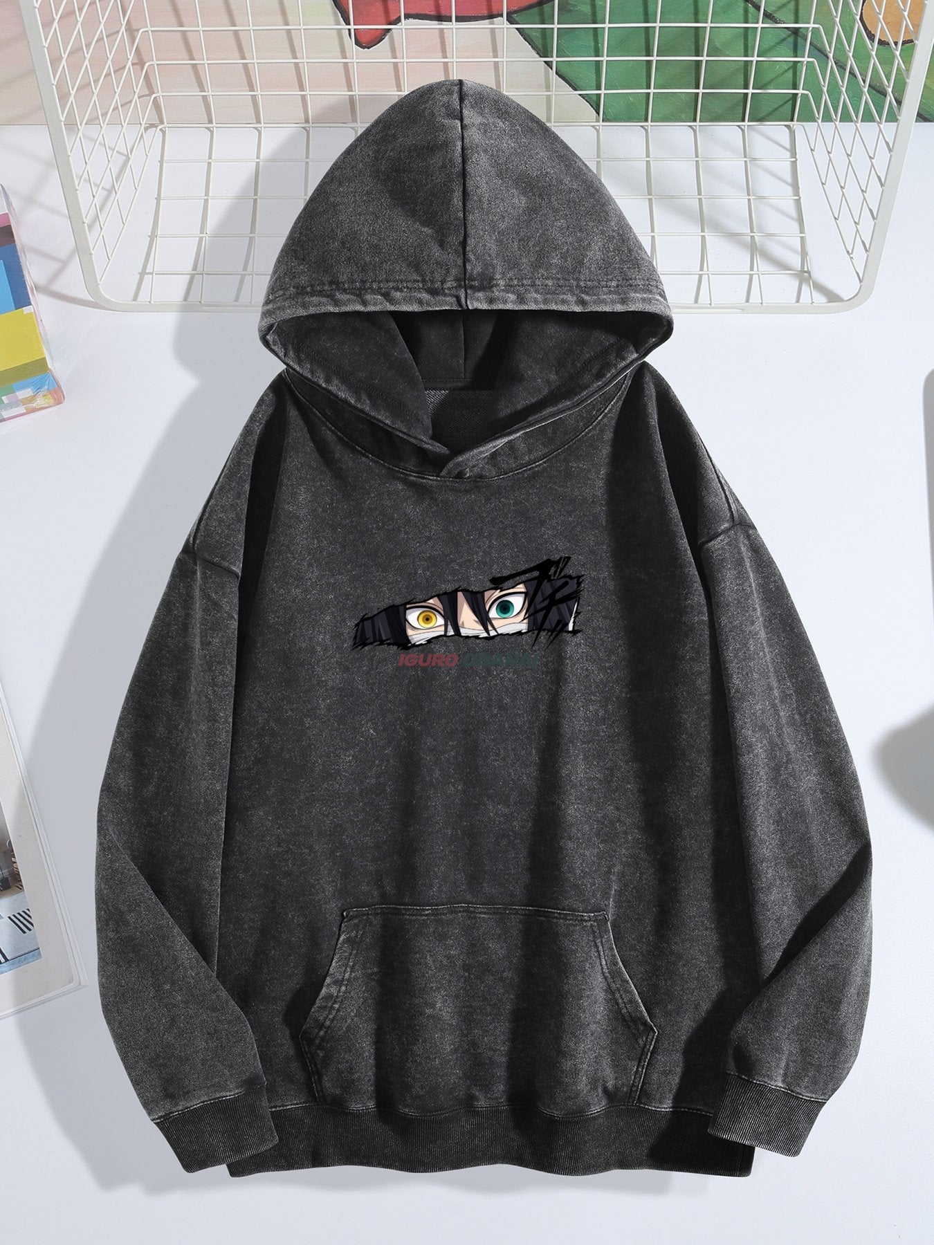 Demon Slayer Obanai Iguro Eye Vintage Wash Oversized Hoodie