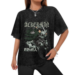 Attack On Titan Levi Ackerman Oversized Washed Men Tee