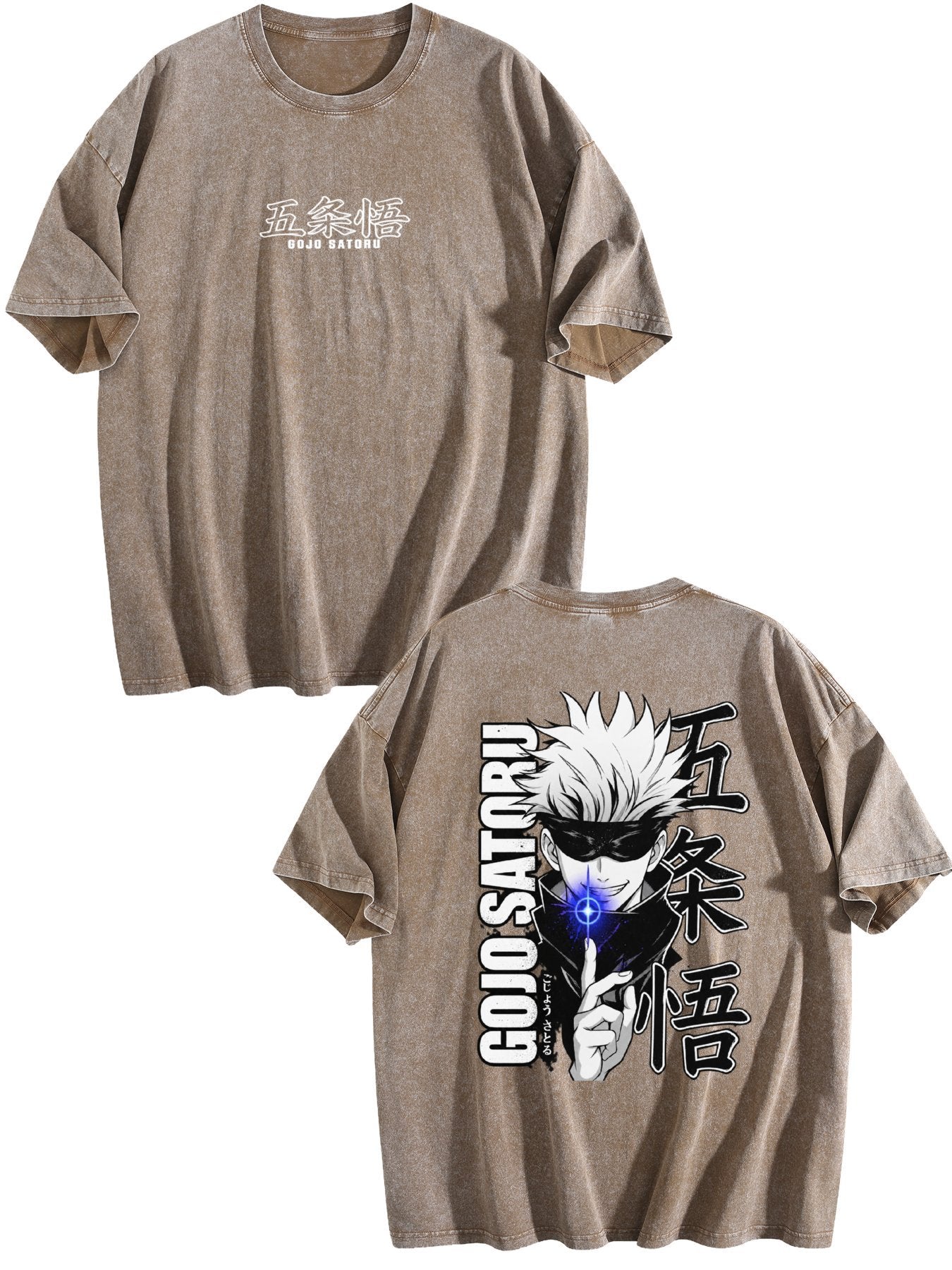 Jujutsu Kaisen Gojo Satoru Double‑Sided Print Vintage Washed T‑Shirt