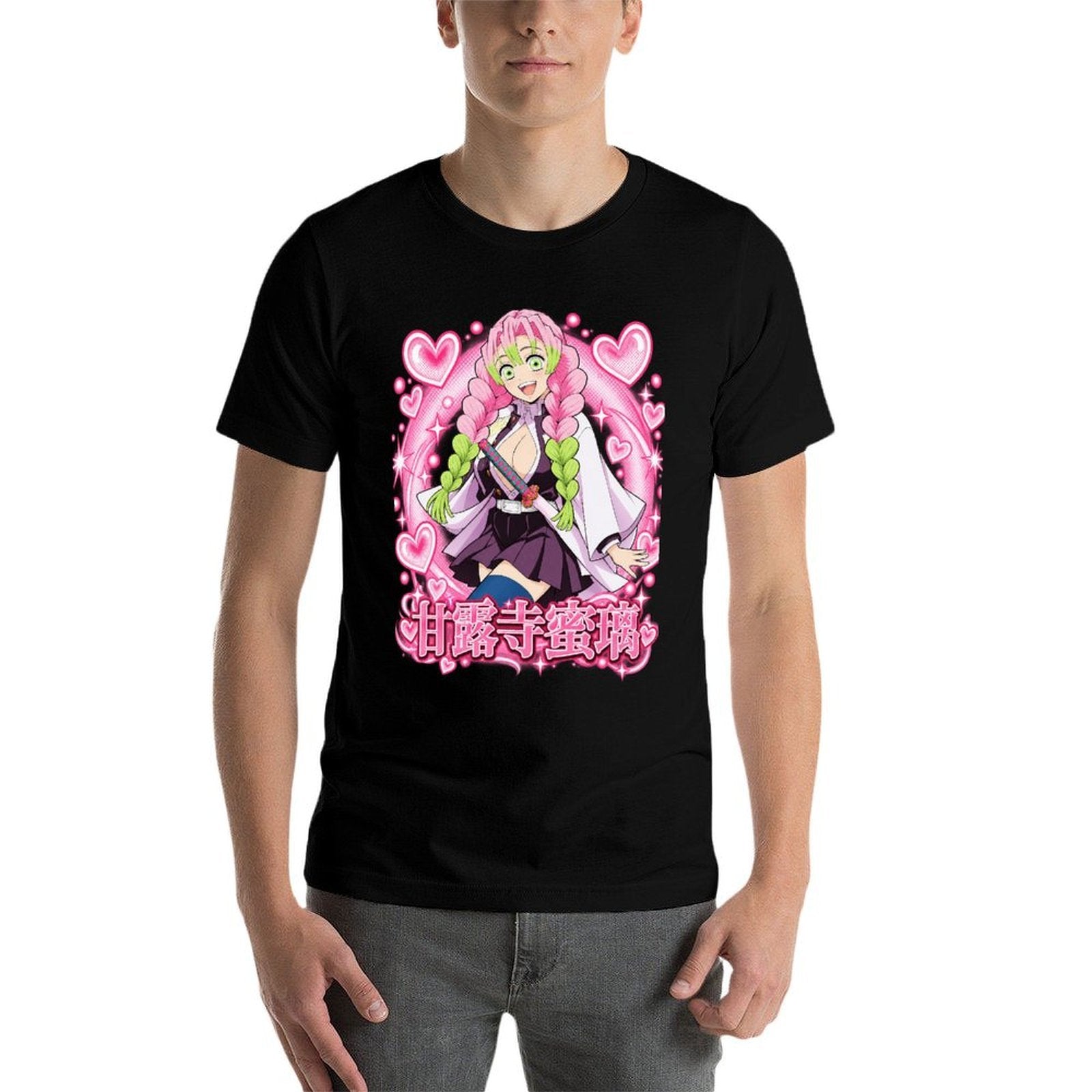 Demon Slayer Mitsuri Kanroji Heart Frame Graphic Oversized Men Tee