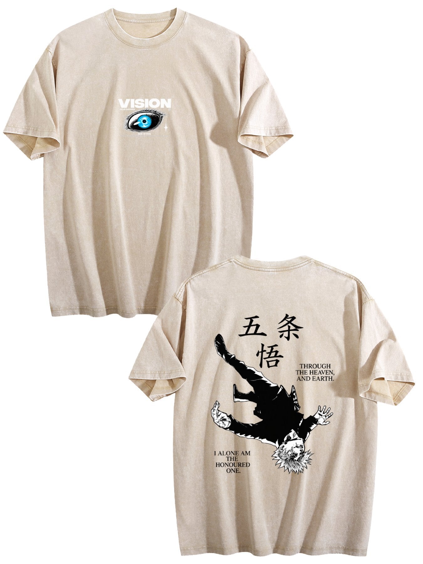 Jujutsu Kaisen Gojo Satoru Double‑Sided Print Vintage Washed Anime T‑Shirt