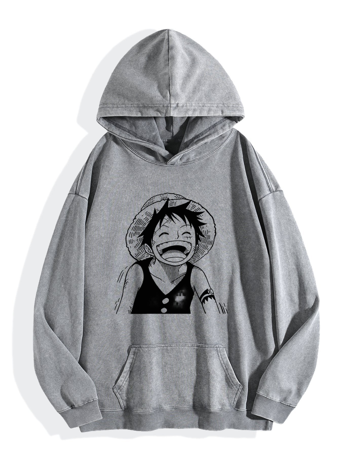 One Piece Smiling Luffy Vintage Wash Oversized Hoodie
